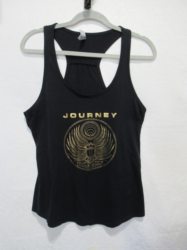 Next Level Women's Size Large Black & Gold Foil Journey Music Tour 2018 Tank Top
