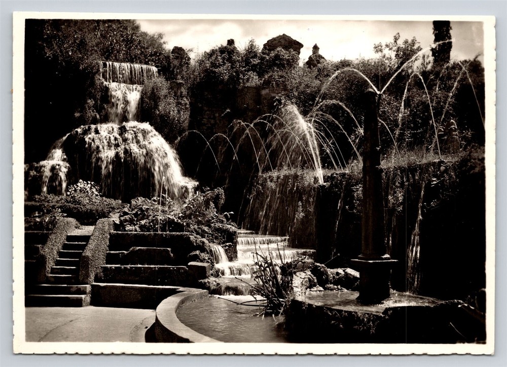 RPPC Villa D'Este Tivoli Italy Fontana della Rometta Fountain Vtg Postcard View