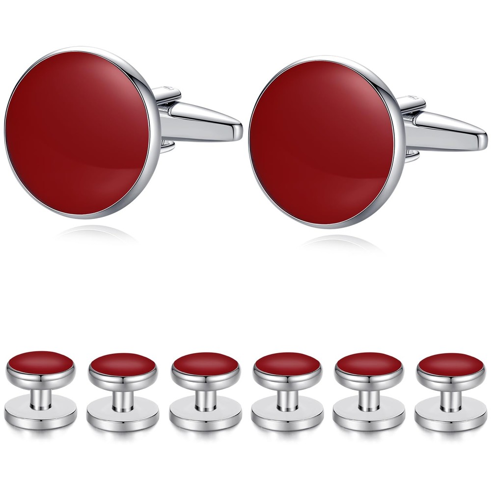 8pcs set Cufflinks And Studs - Black Onyx, for Men Shirts Tuxedo Wedding Gift...
