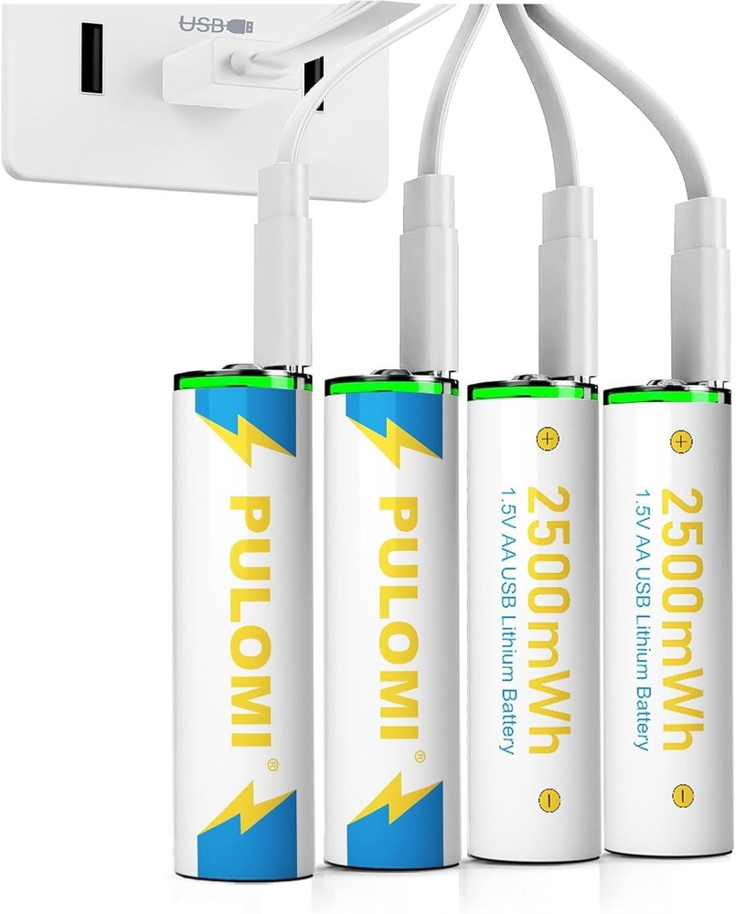 USB Lithium ion Rechargeable AA Battery, High Capacity 1.5V 2500mWh...