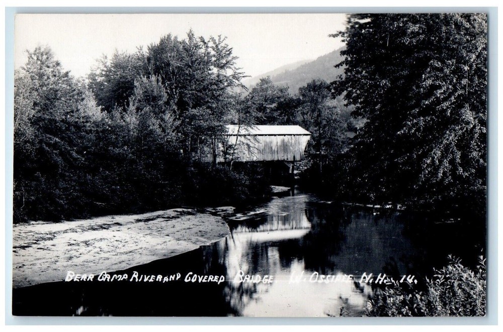 Bear Camp River And Covered Bridge Ossipee New Hampshire NH RPPC Photo Postcard