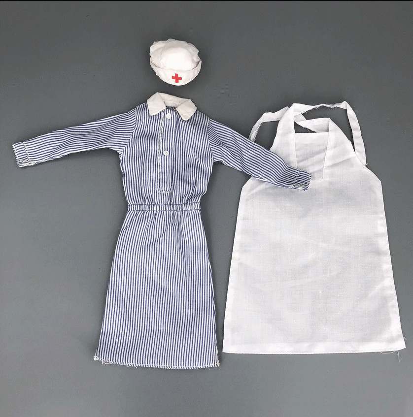 1/6 Female Soldier WWII German Nurse Dress Apron Hat For 12''Action Figures Body