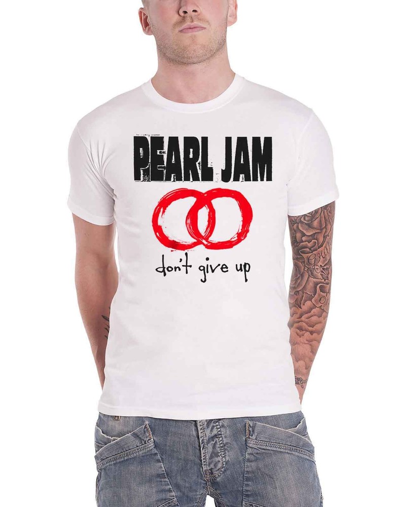 Pearl Jam Don't Give Up Band Logo Official Men's White T-Shirt