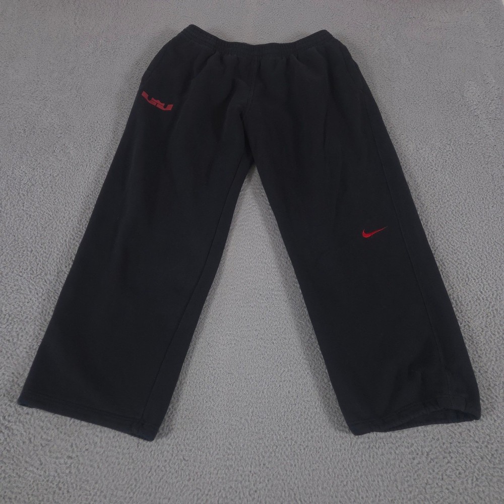 Nike Sweatpants Mens XXL Black Wide Leg LeBron James Crown Logo Fleece Y2K