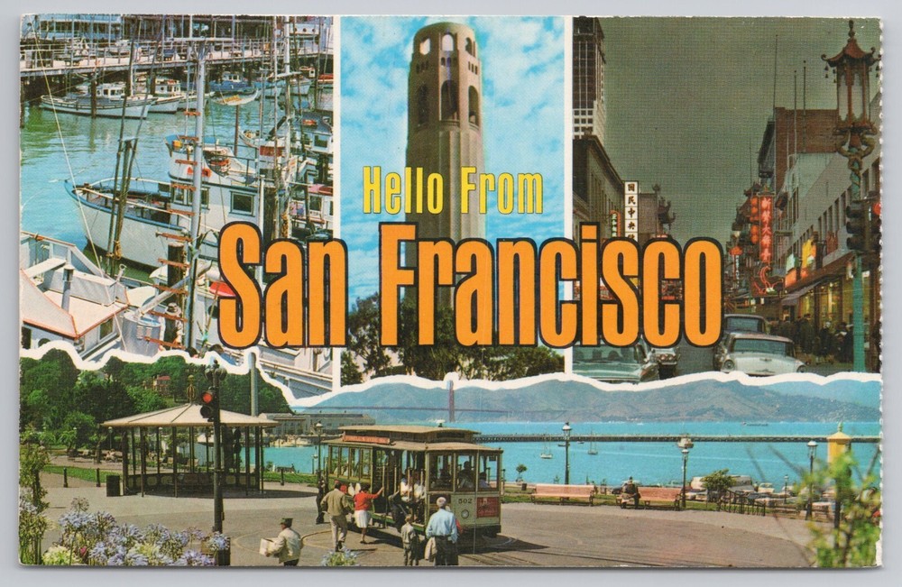 Hello From San Francisco California Multiview Vintage Postcard