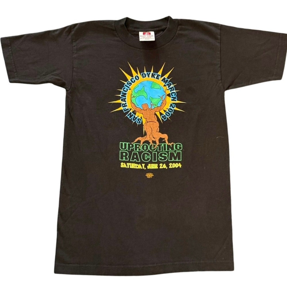 Vintage Y2K Uprooting Racism San Francisco Dyke March 2004 Art Shirt Adult Small