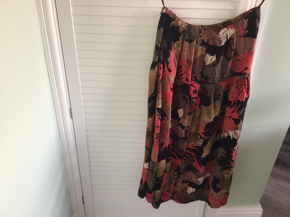 Women's Floral Abstract Button Midi Skirt Size 12-image
