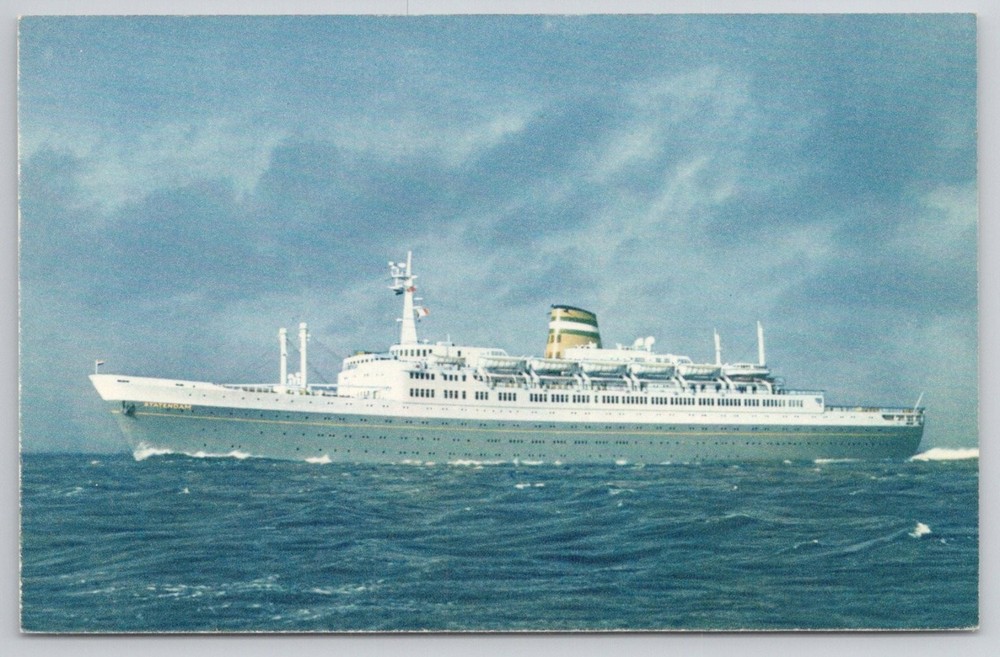 Holland-America Line S.S. Statendam Ocean Liner Postcard - Chrome Era