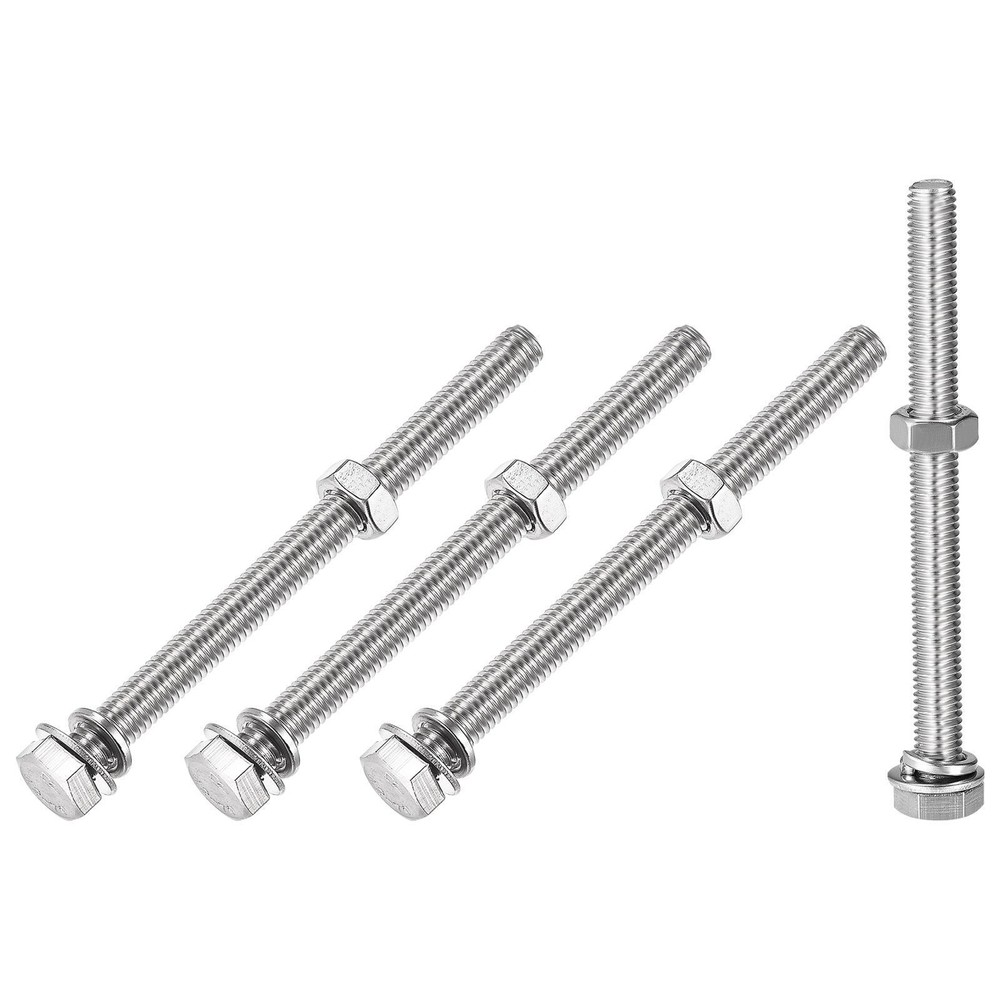M8x90mm Hex Head Screws Bolts Nuts Washers Kit 4 Sets