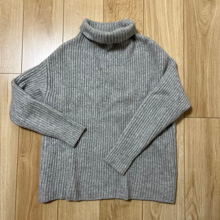 C.T. Plage Gray Knit Turtleneck Sweater Free Size Long Sleeve