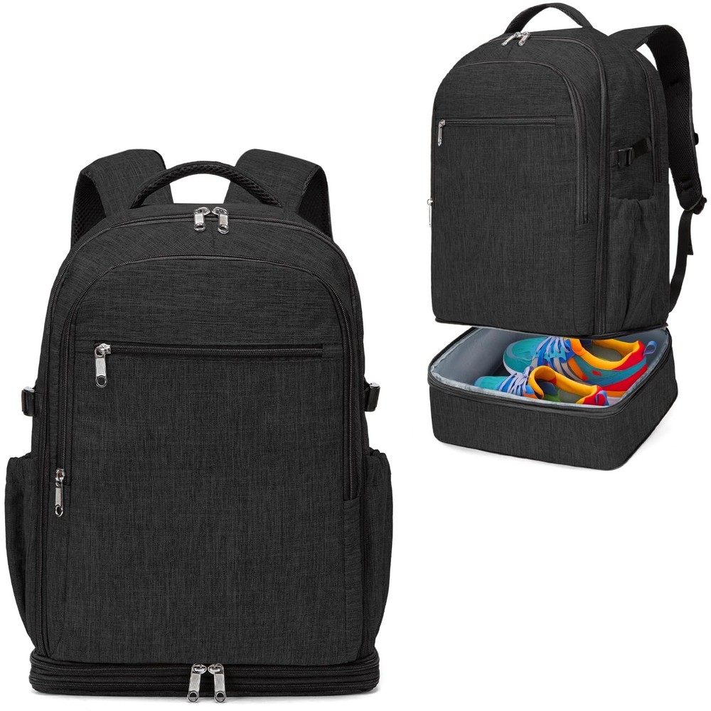 34L-42L Expandable Travel Backpack with Shoe Compartment & Laptop Sleeve Carry On