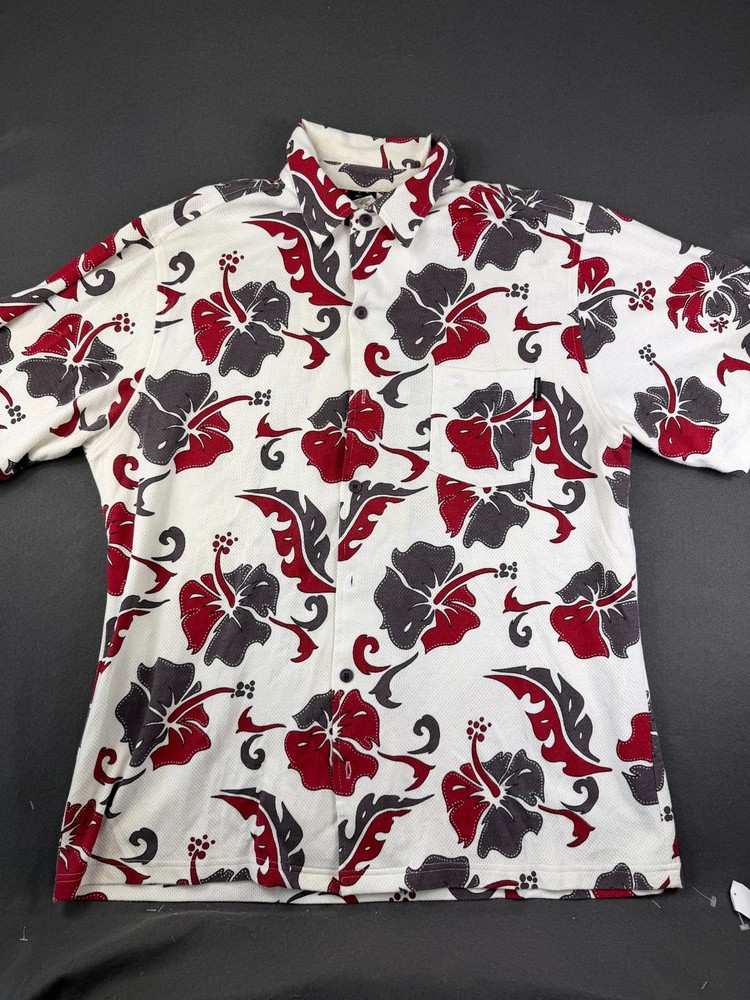 Vintage Y2K Billabong Mens White Button Up Shirt Short Sleeve Floral Print XL