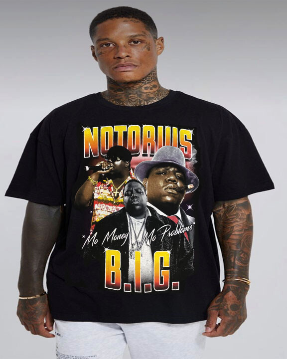 B.I.G NOTOURIOUS MO MONEY MOPROBLEM RAP HIPHOP  BLACK  T SHIRTS MEN'S SIZES