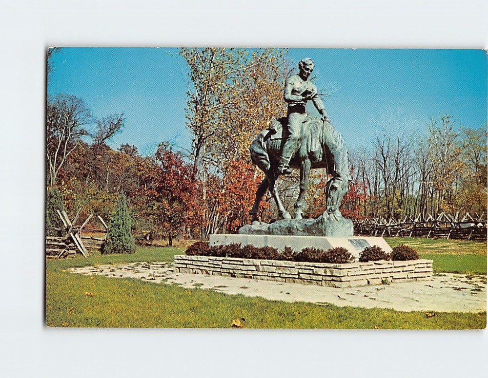 Postcard Abraham Lincoln on the Prairie Statue New Salem State Park Illinois USA