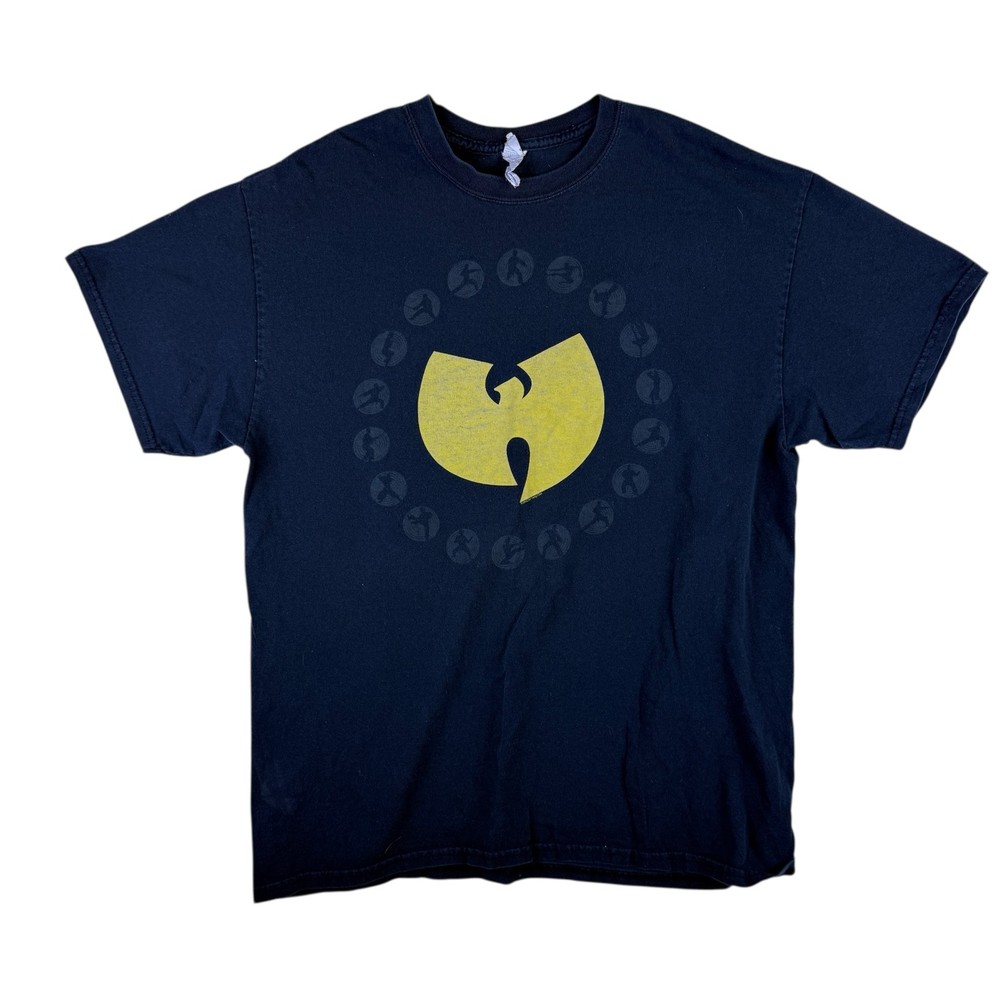 Wu Tang Clan T Shirt Mens Large Black Classic Yellow Logo Rap Tee Hip Hop