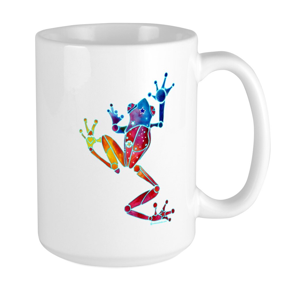CafePress Whimsical Colors Tree Frog Large Mug (132827976)