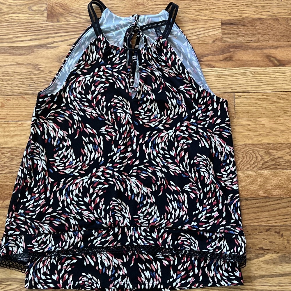 White House Black Market Ornate Abstract Print Halter Top Blouse Sz S Tunic Tank