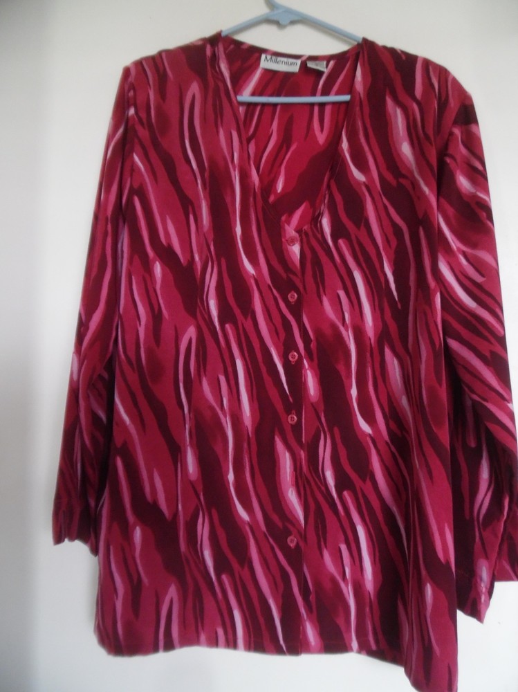Millenium  Shirt Women's Button Front Long  Sleeve Blouse Sz 18