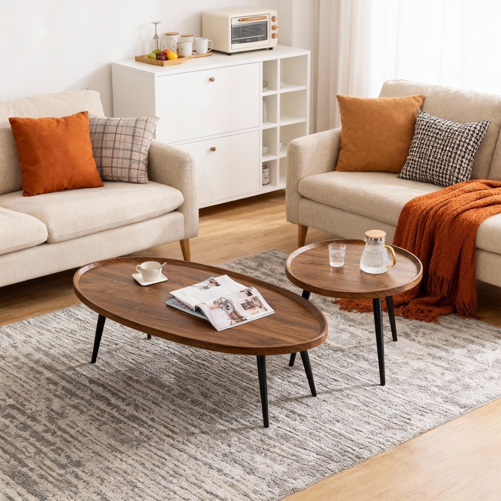 Nesting Coffee Table Set of 2 Side Tables for Living Room End Table Sofa Bedside