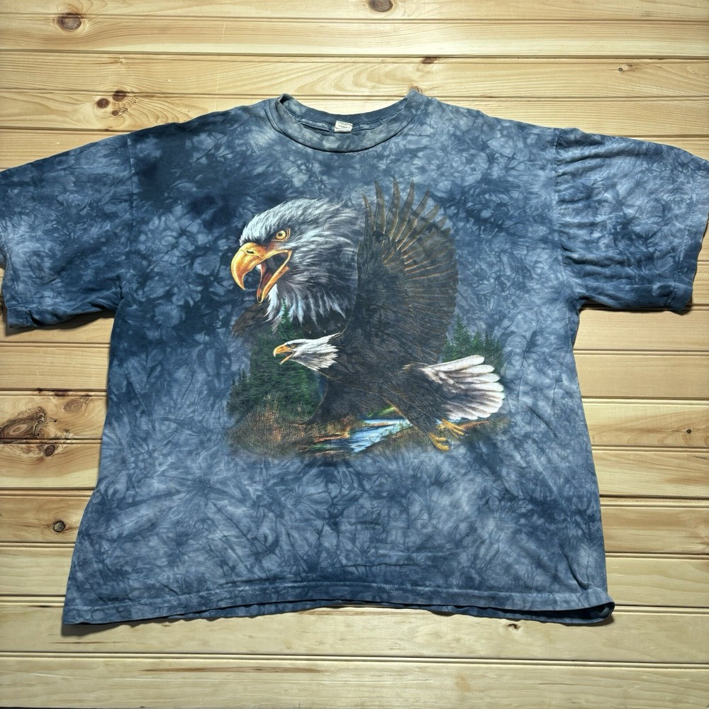 Vintage 90s Bald Eagle Big Face AOP Tie-Dye Majestic Wildlife Shirt Size XL