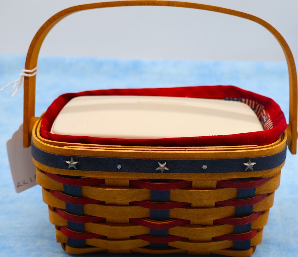 Longaberger 2004 Proudly American Tea Basket Old Glory Liner Protector Dish