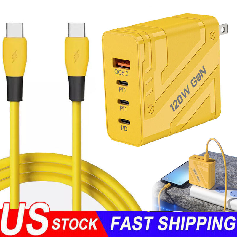 120W 4-Port Fast Wall Charger with 4ft Cable for Samsung Galaxy S Series