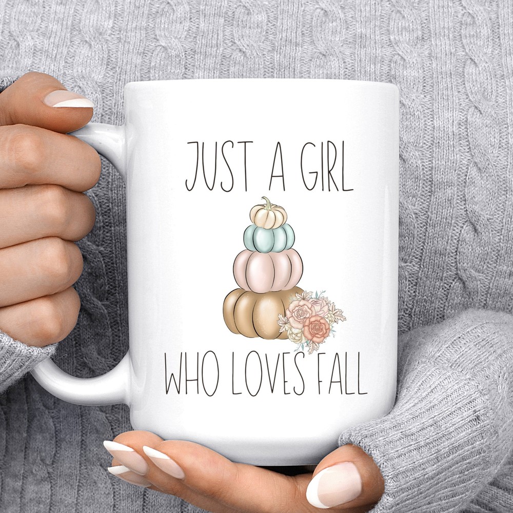 Just A Girl Who Loves Fall Coffee Mug Custom Mug Coffee Cup Dishwasher Safe
