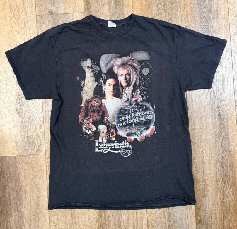 Labyrinth Movie T Shirt Mens Large David Bowie 25th Anniversary Graphic Tee Fant