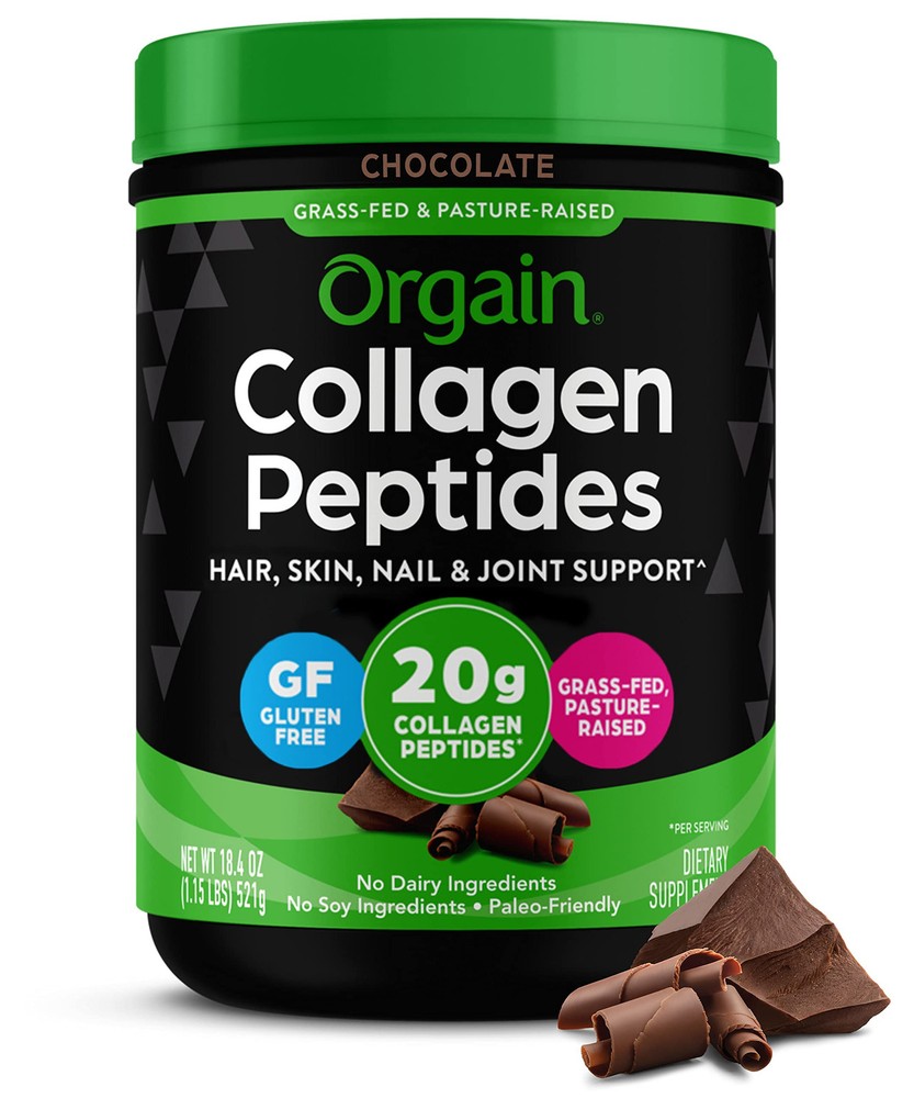 Hydrolyzed Collagen Peptides For Women & Men, Chocolate, 20g Grass Fed Collag...