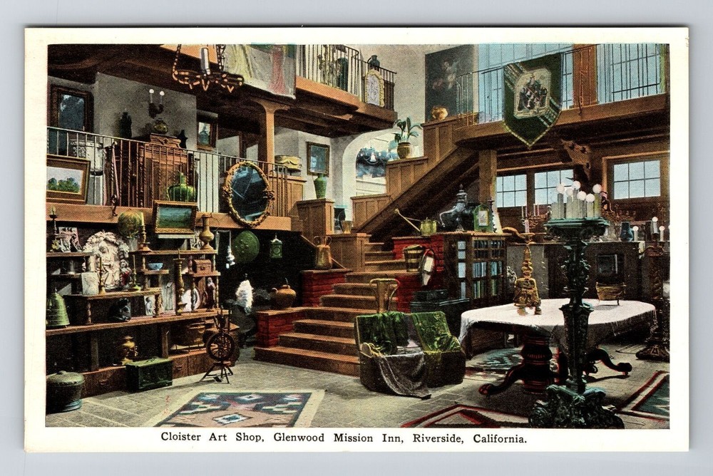Riverside CA-California Cloister Art Shop Glenwood Mission Inn Vintage Postcard