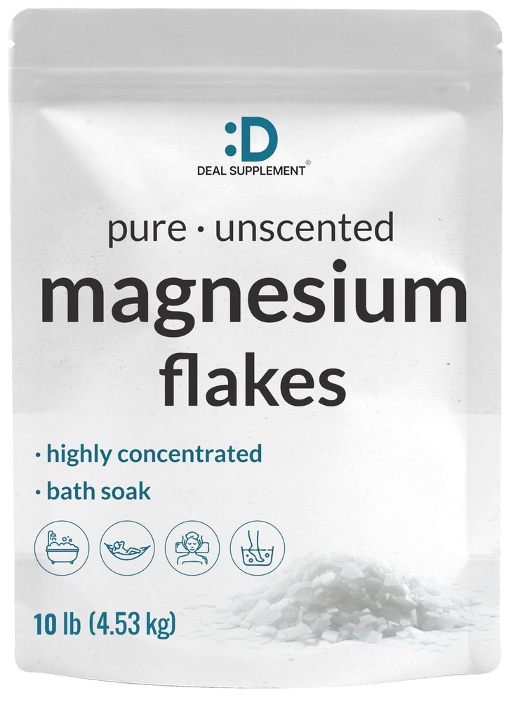 10lbs Pure Magnesium Flakes Bath Soak - Natural Epsom Salt Alternative