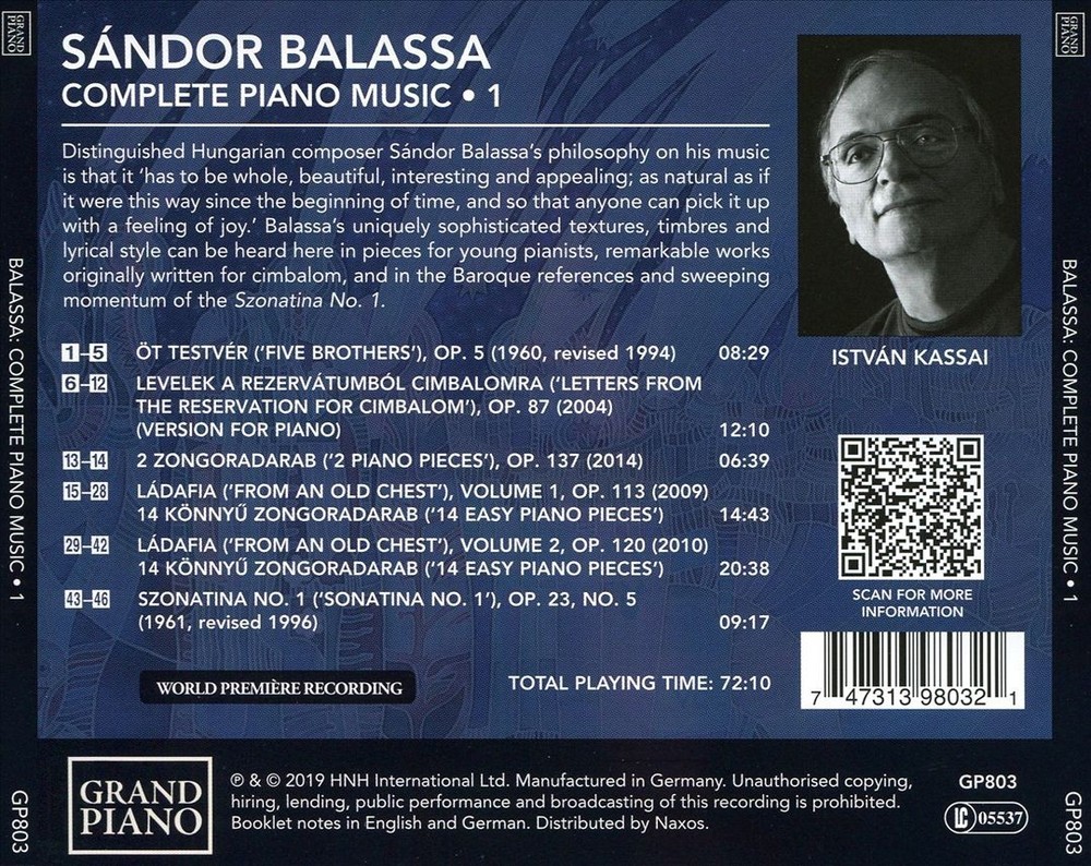 István Kassai Balassa: Complete Piano Music, Vol. 1 New Cd