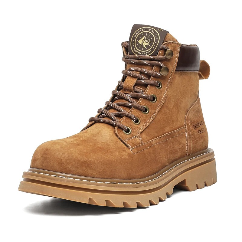 Handmade Leather Ankle Boots for Men Winter Non-Slip High Top Walking Sneakers