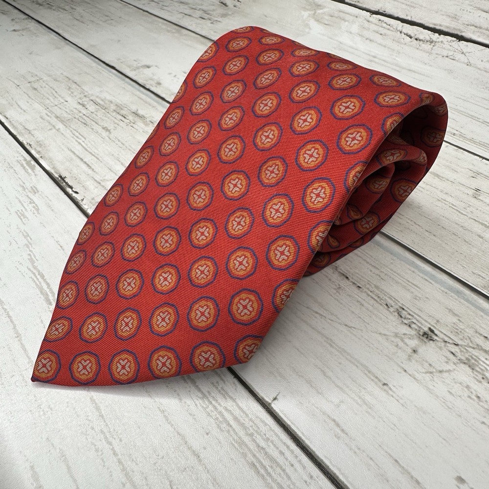 Ermenegildo Zegna 100% Silk Tie Red Floral Made In Italy