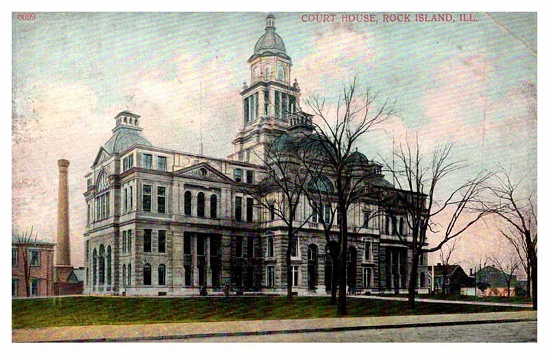 Postcard COURT HOUSE SCENE Rock Island Illinois IL m/09 AP6751