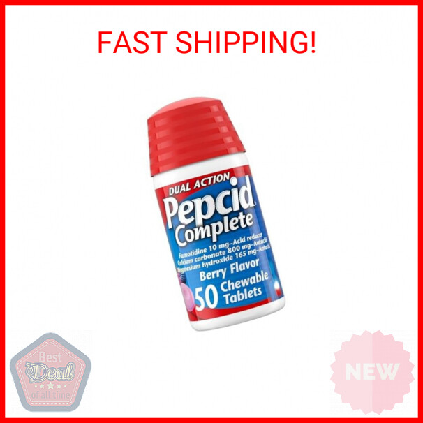 Pepcid Complete Acid Reducer + Antacid Chewable Tablets, Heartburn Relief, Berry-image
