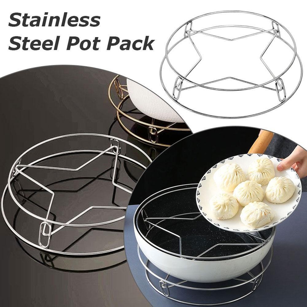 Stainless Steel Pot Rack Kitchen Steamer Rack Insulated Mat Thick Bilayer/