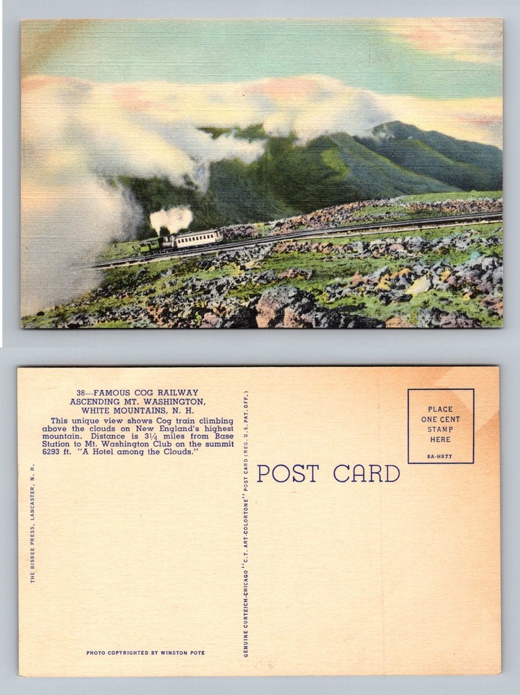 Mount Washington, NH-New Hampshire, Famous Cog Railway Vintage Postcard