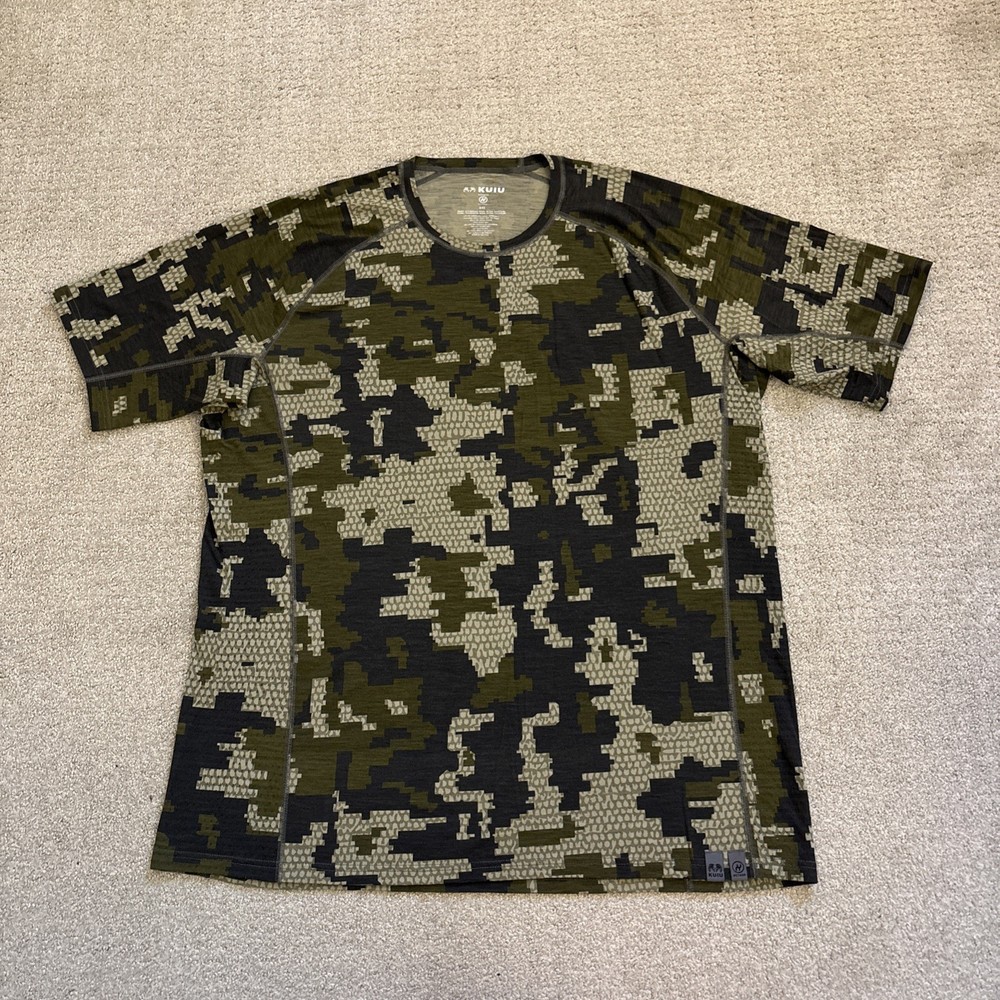 Kuiu Shirt Mens 2XL Green Camo Ultra Merino Wool Nuyarn Hunting Performance