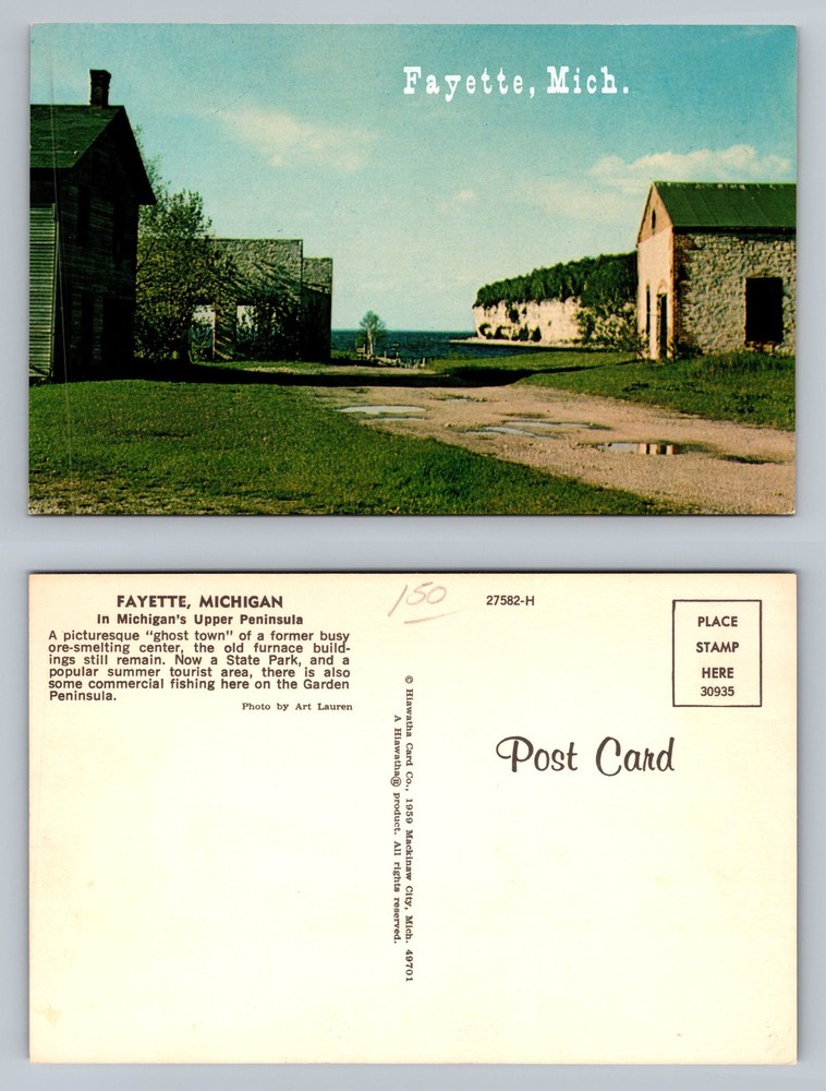 Fayette, MI-Michigan, Historic Ghost Town Shore Scene PC Vintage Postcard