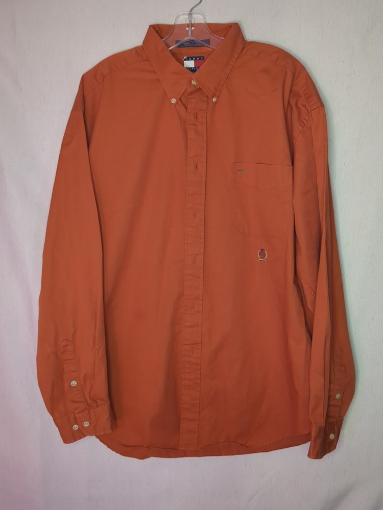 Vintage Tommy Hilfiger XL Orange Long Sleeve Button-Down Dress Shirt