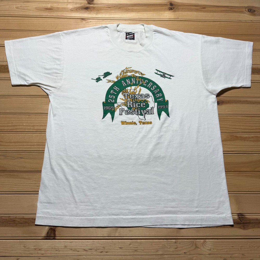 Vintage 1994 Winnie Texas Rice Festival 25th Anniversary Graphic T-Shirt USA XL