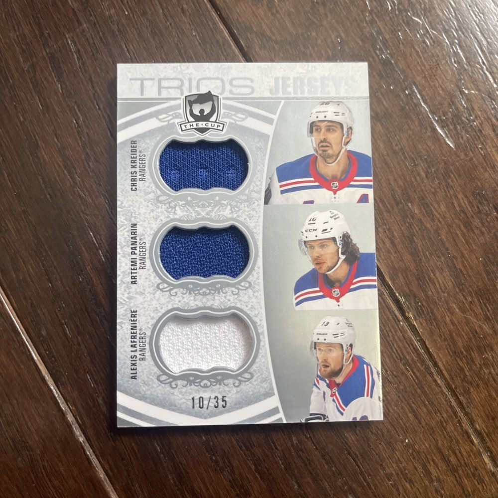 2022-23 Upper Deck the Cup - Cup Trios Jerseys Panarin, Lafreniere, Kreider /35