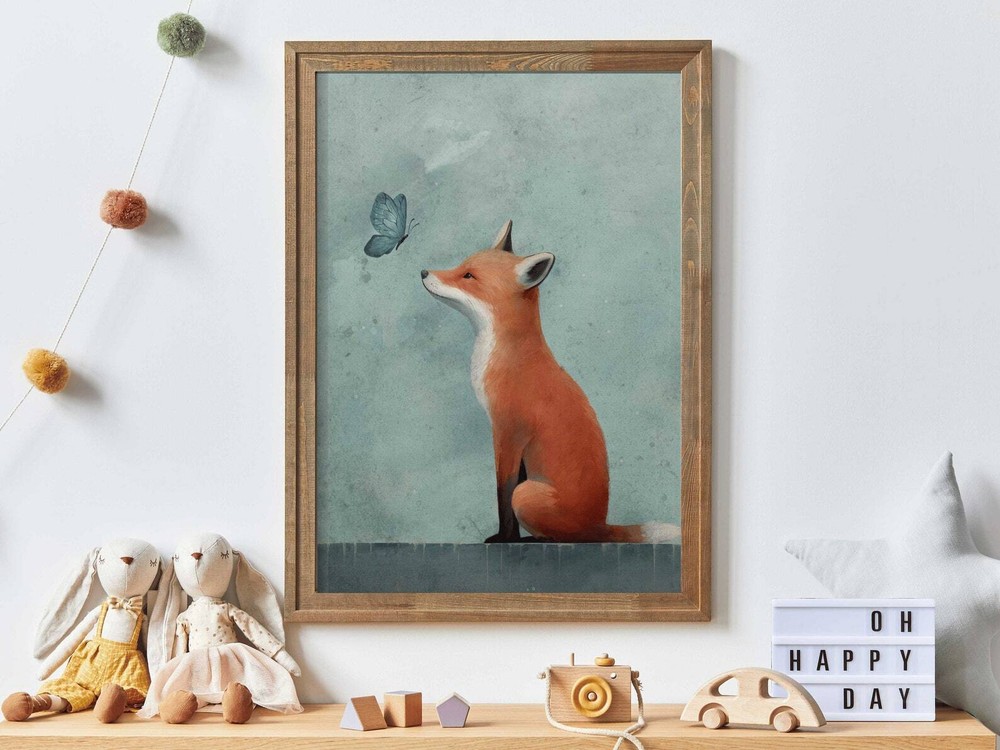Fox Nursery Decor Cute Animal Art Print Kids Room Wall Art Adorable Woodland