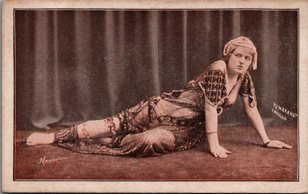 Mondoria Exotic Dancer Theatrical Portrait Postcard Rembrandt Chicago 1910s