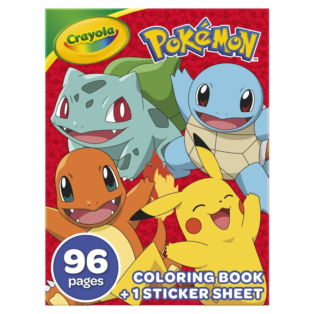 Crayola Pokemon Coloring Book with Stickers, 96 Pgs, Arts and Crafts, Travel Act
