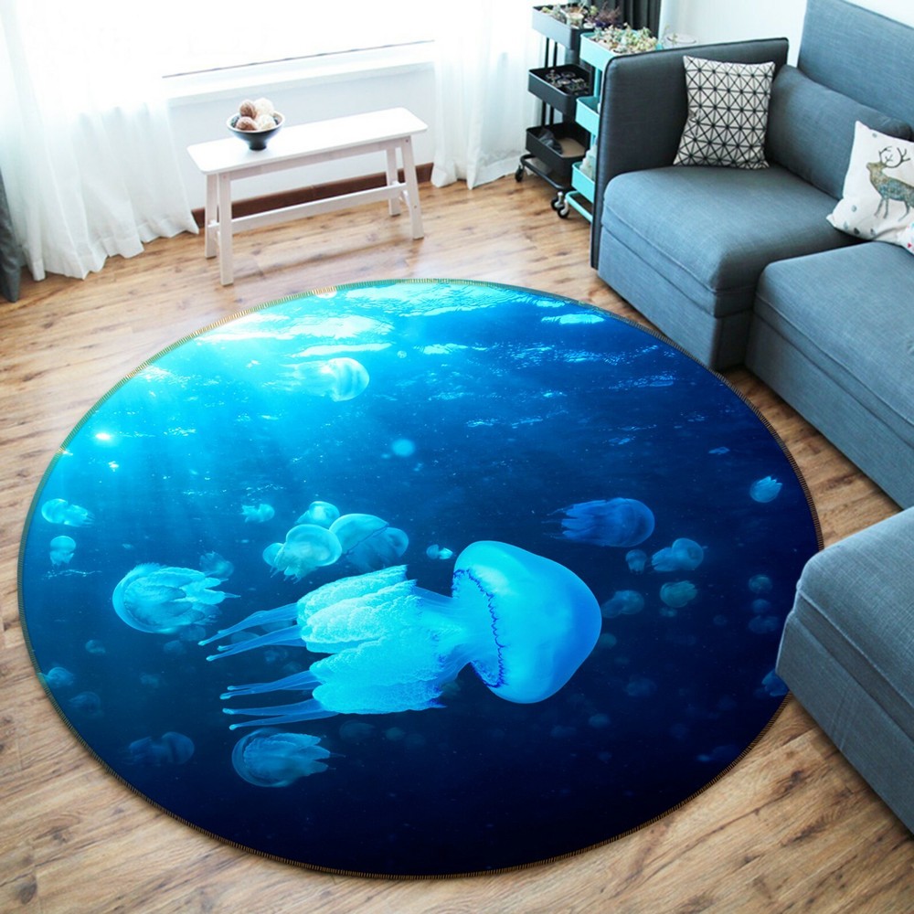 3D Blue Jellyfish O1923 Animal Non Slip Rug Mat Elegant Photo Carpet Fay