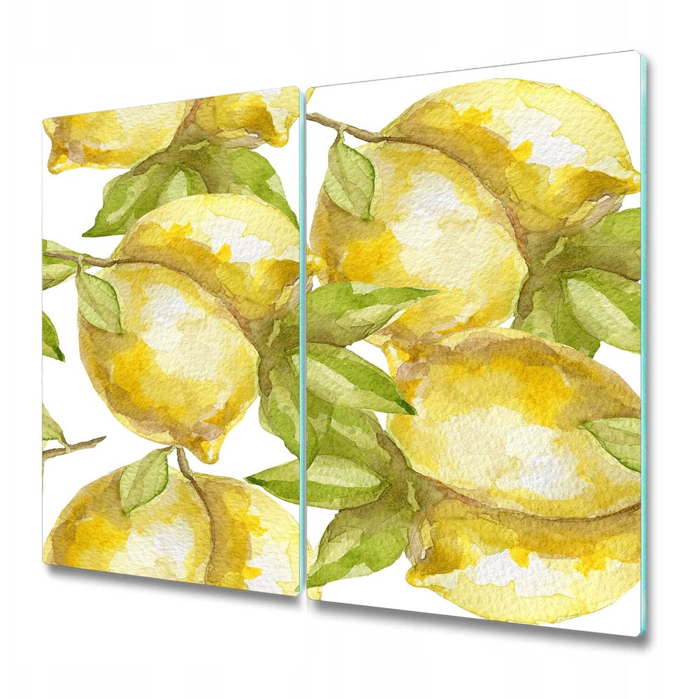 Tempered Glass Chopping Cutting Board Worktop Saver Lemon Citron Fruits 2x30x52