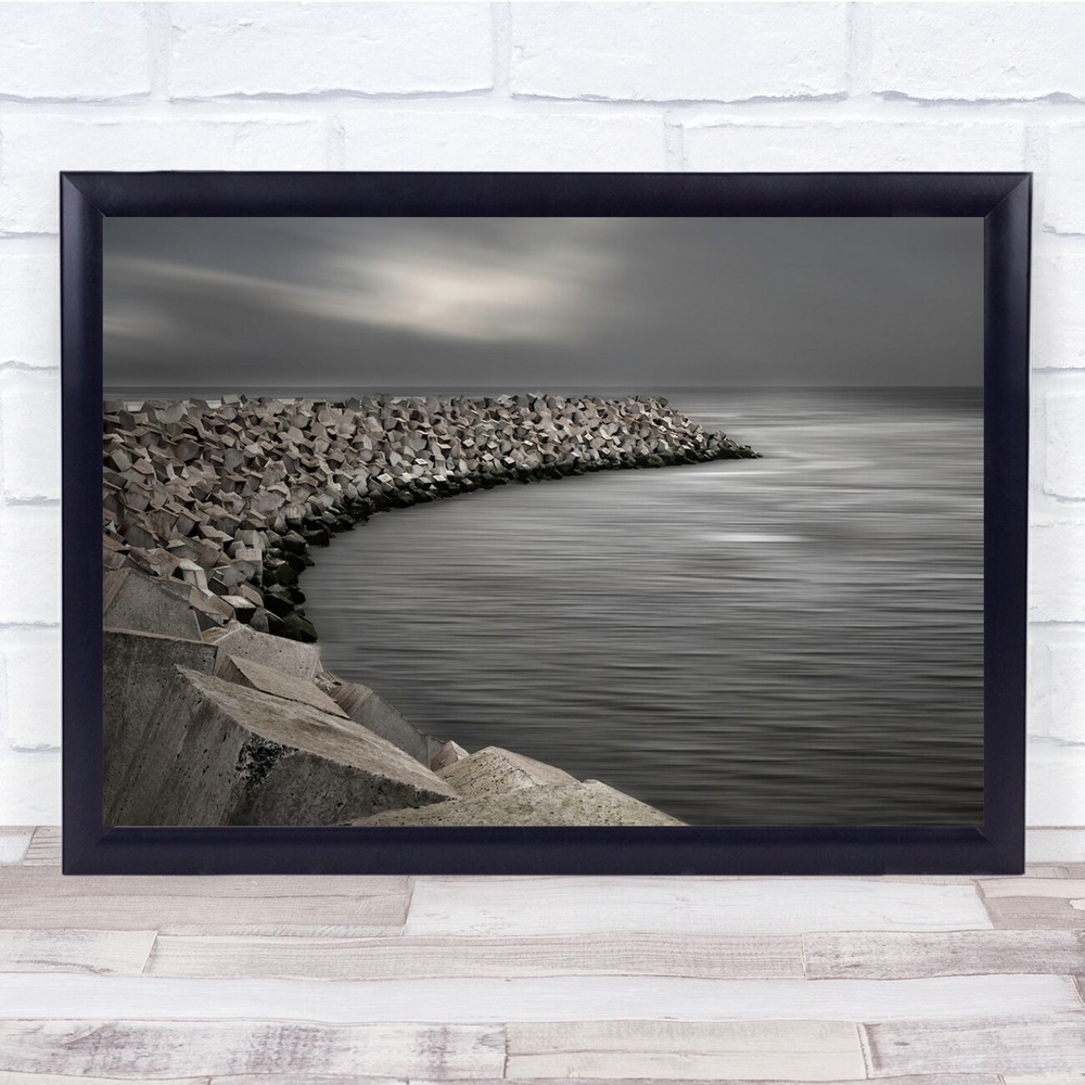 Landscape Clouds Sea Ocean Rain BarricadeStones Wall Art Print
