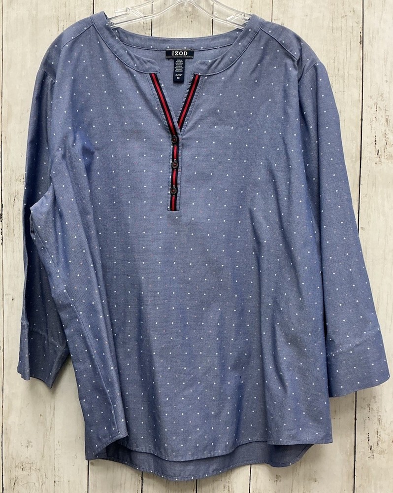 IZOD Women’s XL V-Neck Top 3/4 Sleeve Casual Blouse Shirt
